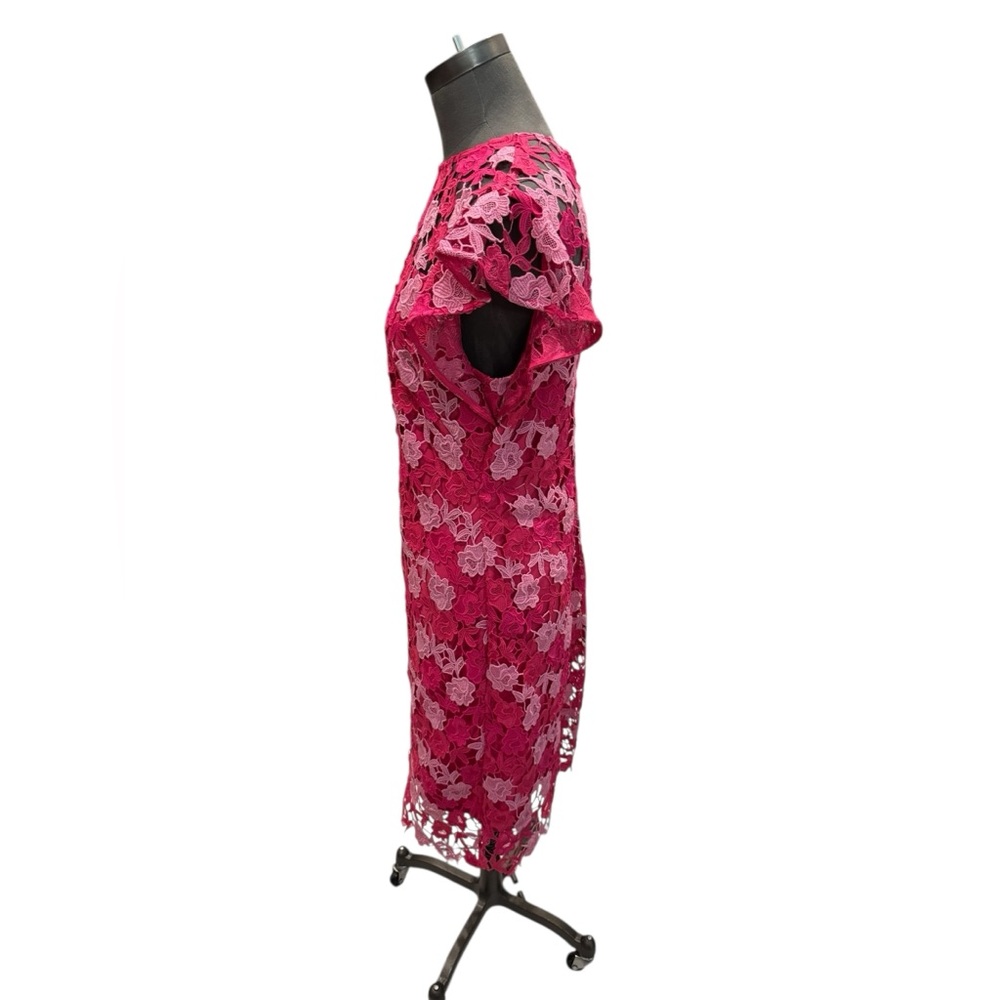 Shoshanna Rachel Floral Lace Midi Dress Magenta Rose 12 - Picture 7 of 14